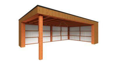 Trendhout Buitenverblijf Capri 720x490 cm Lariks/Douglas blank Plat dak model rechts- Plat dak- Onbehandeld lariks Douglas hout- Trendhout Trendhout Buitenverblijf Capri 720x490 cm Lariks/Douglas blank Plat dak model rechts- Plat dak- Onbehandeld lariks Douglas hout- Trendhout