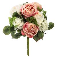 Atmosphera kunstbloemen boeket wit/roze rozen 35 cm