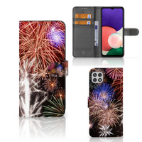 Samsung Galaxy A22 5G Wallet Case met Pasjes Vuurwerk