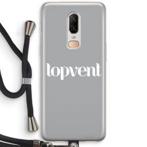 Topvent Grijs Wit: OnePlus 6 Transparant Hoesje met koord
