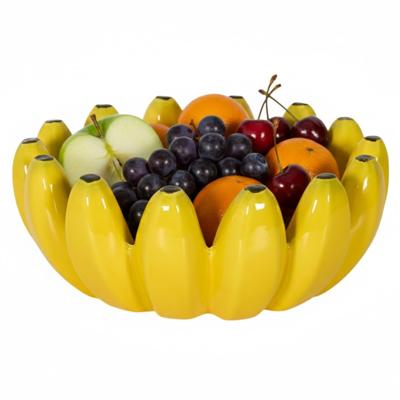 Home Deco Factory Fruitschaal bananen - keramiek - geel - 25 x 10 cm - decoratie schaal