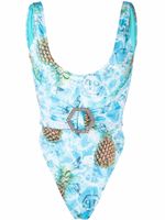 Philipp Plein maillot de bain Pinapple Skies à boucle - Bleu