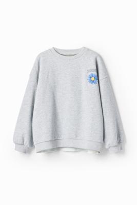 Oversized sweatshirt met bloemenillustratie - BLACK - S