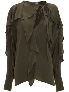 Victoria Beckham blouse en soie à volants - Vert