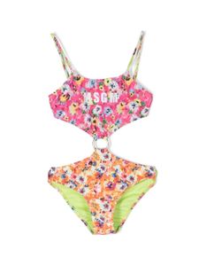 MSGM Kids bikini à logo imprimé - Rose