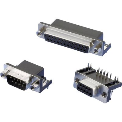 W & P Products 107-25-2-1-00-60 D-sub female connector 90 ° Aantal polen: 25 Soldeerpennen haaks 1 stuk(s)