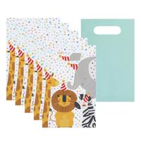 Feestzakjes Jungle Safari - 10x stuks - 23 x 15 cm - uitdeelzakjes - traktatie zakjes - snoepzakjes