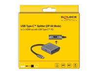 DeLOCK USB Type-C Splitter (DP Alt Mode) to 2 x HDMI MST met USB Type-C PD hdmi splitter - thumbnail