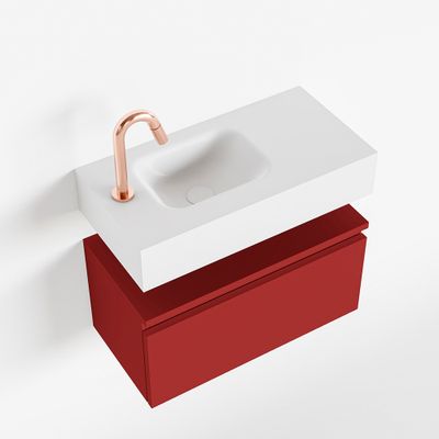 Toiletmeubel Mondiaz Andor | 60 cm | Meubelkleur Fire | Lex vrijhangend wastafel Talc Links | 1 kraangat