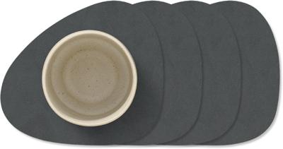 LIND DNA Onderzetters Nupo - Leer - Anthracite - 13 x 11 cm - 4 Stuks