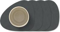 LIND DNA Onderzetters Nupo - Leer - Anthracite - 13 x 11 cm - 4 Stuks