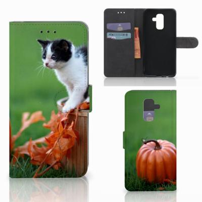 Samsung Galaxy A6 Plus 2018 | Telefoonhoesje | Met pasjeshouder | Kitten