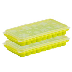 2x stuks Trays met Flessenhals ijsblokjes/ijsklontjes staafjes vormpjes 10 vakjes kunststof groen