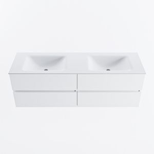 MONDIAZ VICA 150cm badmeubel onderkast Talc 4 lades. Wastafel CLOUD dubbel 2 kraangaten, kleur Talc.