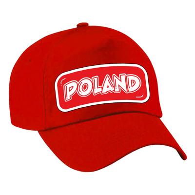 Verkleed feest pet - rood - Polen - landen thema - zonneklep pet - volwassenen