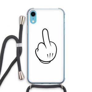 Middle finger white: iPhone XR Transparant Hoesje met koord