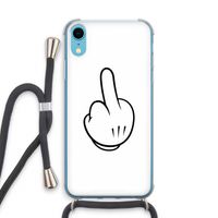 Middle finger white: iPhone XR Transparant Hoesje met koord