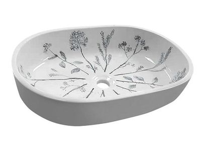 Sapho Priori keramische waskom 60x13,5x40cm wit/blauw Sapho Priori keramische waskom 60x13,5x40cm wit/blauw