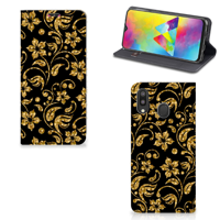Samsung Galaxy M20 Smart Cover Gouden Bloemen