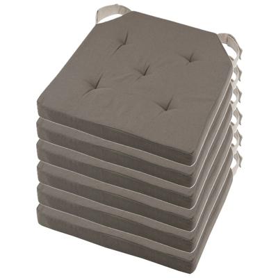 Stof Textile stoelkussen DUO - 6x - taupe - 38 x 38 x 4 cm - klittenband sluiting