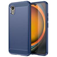 Samsung Galaxy Xcover7 Geborsteld TPU Hoesje - Koolstofvezel - Blauw - thumbnail