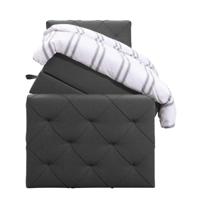 Leen Bakker - Boxspring Met Opbergruimte En Voetbord Liv Geruit - Antraciet - 90x200cm - Stof - Grijs