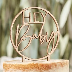 Houten Taarttopper &apos;&apos;Hey Baby&apos;&apos;