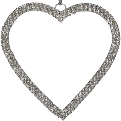 Ornament kerstbal hart glas zilver 8 cm - Hd collection