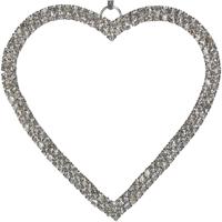 Ornament kerstbal hart glas zilver 8 cm - Hd collection