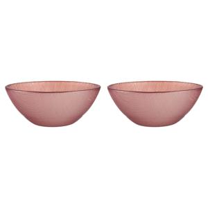 Kommetjes/serveer schaaltjes - 2x - Murano - glas - D15 x H6 cm - roze - Stapelbaar