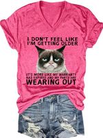 Women's Funny Qoute Grumpy Cat Crew Neck Loose Casual T-Shirt