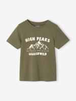Basic jongensshirt met print vooraan olijf