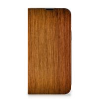 iPhone 14 Book Wallet Case Donker Hout