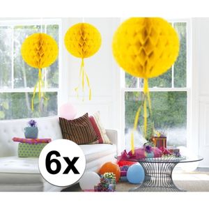 6 stuks decoratie ballen geel 30 cm   -