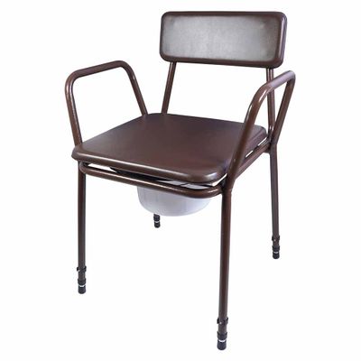 Toiletstoel in hoogte verstelbaar | Zithoogte 41 - 51 cm | Kleur: Bruin | Po stoel | Zachte zitting en rugleuning
