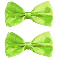 Carnaval verkleed vlinderstrikje zijdeglans - 2x - limegroen - polyester - heren/dames - thumbnail