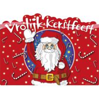 Kerst deurbord - Vrolijk Kerstfeest - rood - 48 x 35 cm - karton   - - thumbnail