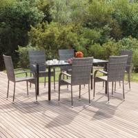 7-delige Tuinset poly rattan grijs