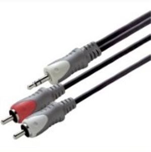 Scanpart audio kabel 3.5mm jack - 2xRCA 1,5m Mini jack kabel Zwart