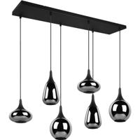 LED Hanglamp - Hangverlichting - Trion Artina - 6 Lichtpunten - E14 Fitting - Rechthoek - Mat Zwart - Metaal