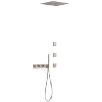 Regendouche set Tres B-System | Inbouw | Thermostaatkraan | 4-weg | Rechthoekig | RVS look