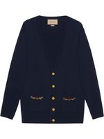 Gucci cardigan boutonné à détail de chaîne - Bleu