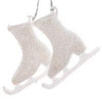 Kerstboomdecoratie hanger schaatsen 8 stuks wit   -