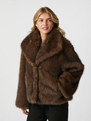 Neo Noir Stephanie Faux Fur Jacket | Brown