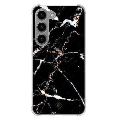 Samsung Galaxy S23 siliconen shockproof hoesje - Marmer zwart