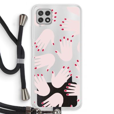 Hands pink: Samsung Galaxy A22 4G Transparant Hoesje met koord