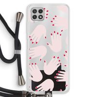 Hands pink: Samsung Galaxy A22 4G Transparant Hoesje met koord