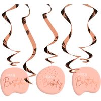 Swirls Happy Birthday Elegant Blush - 5 Stuks