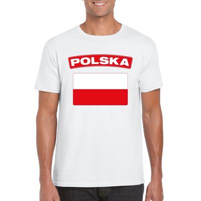 Polen supporters t-shirt - met vlag print - wit - voor heren - landen - kleding