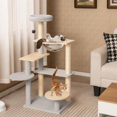 Moderne Krabpaal 113 cm Multi-Level Kattentoren Verwijderbare Gewatteerde Zitstok Sisal Krabpalen Springplatformen Hangende Bal